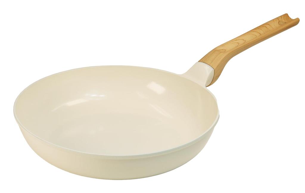 Nansen Japan Frying Pan Lightweight and Easy To Use Ceramic Frying Pan White Color X Handle 26cm White Wood-like Die-cast