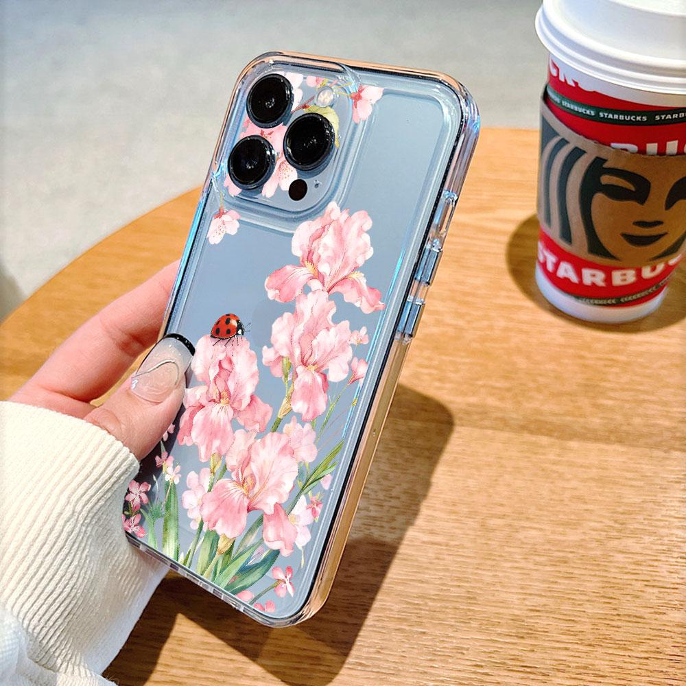 Акварельный Чехол для Телефона с Розовым Ирисом и Цветением Сакуры для IPhone 14 15 16 17 13 12 11 Pro Max Plus 12 13 Mini Защитный Чехол из ТПУ