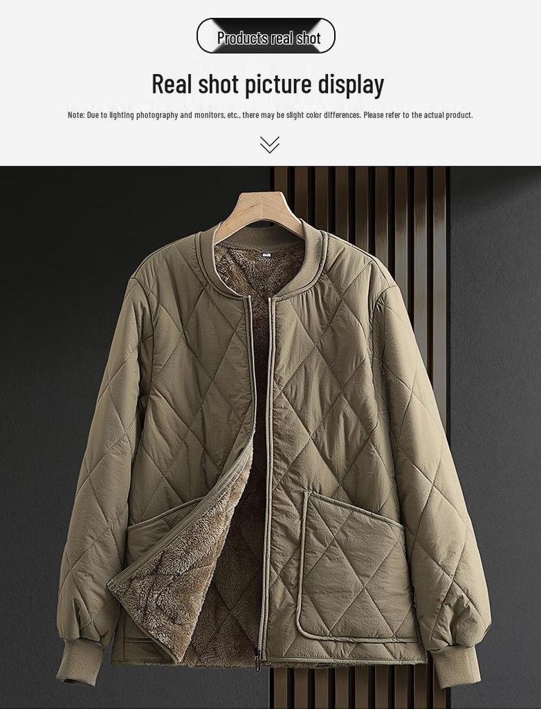 Men's Thickened Flannel-Lined Cotton Jacket - Autumn/Winter, Loose Fit, Plus Size, Warm Base Layer Outerwear