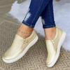 Single Shoes Women's 2021 Autumn and Winter New Foreign Trade Large Size Casual Fashion Solid Color Zipper Board Shoes Flat Beanie Neutral Shoes