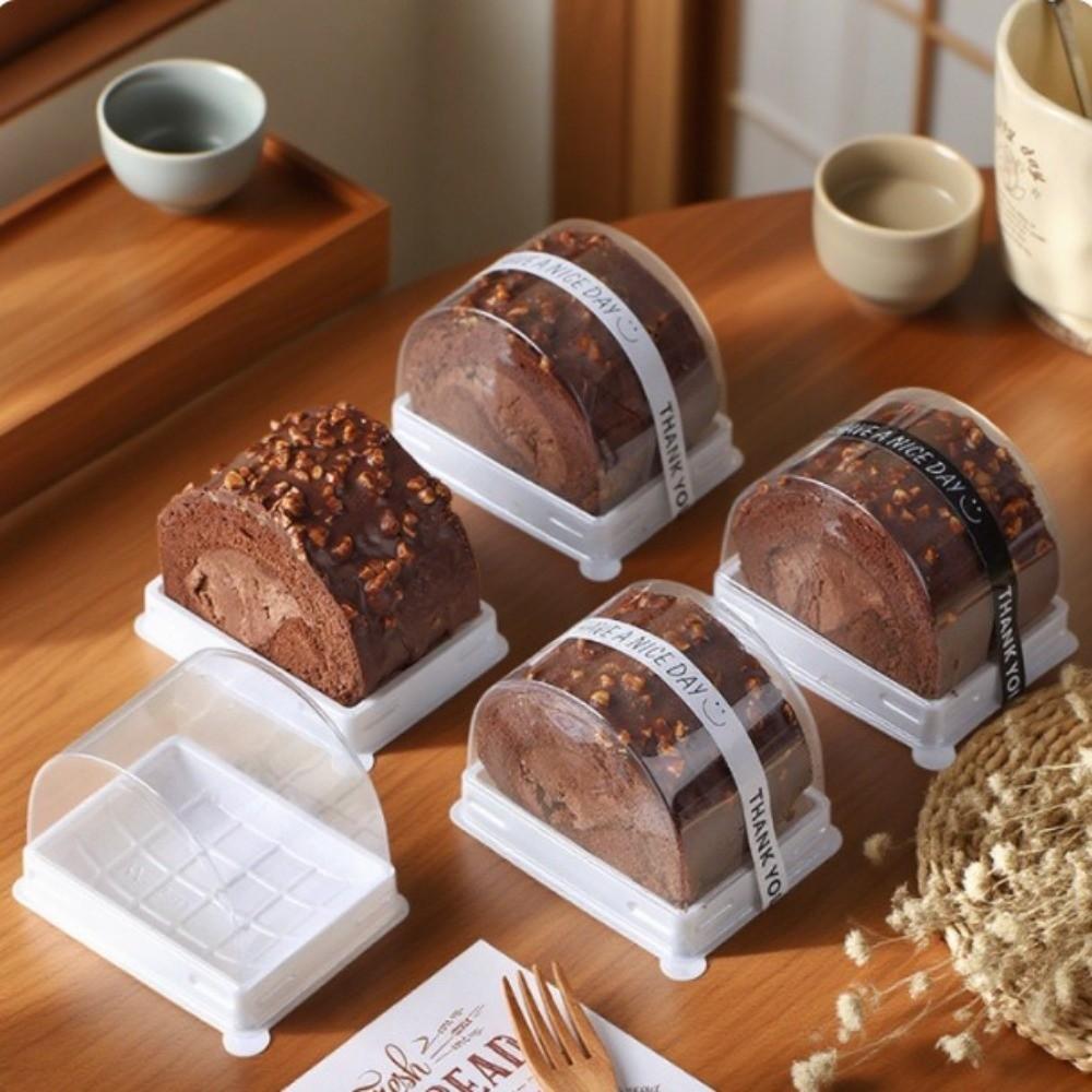 50pcs Half Moon Shape Egg-Yolk Puff Container Transparent Gift Package Box Party Supplies