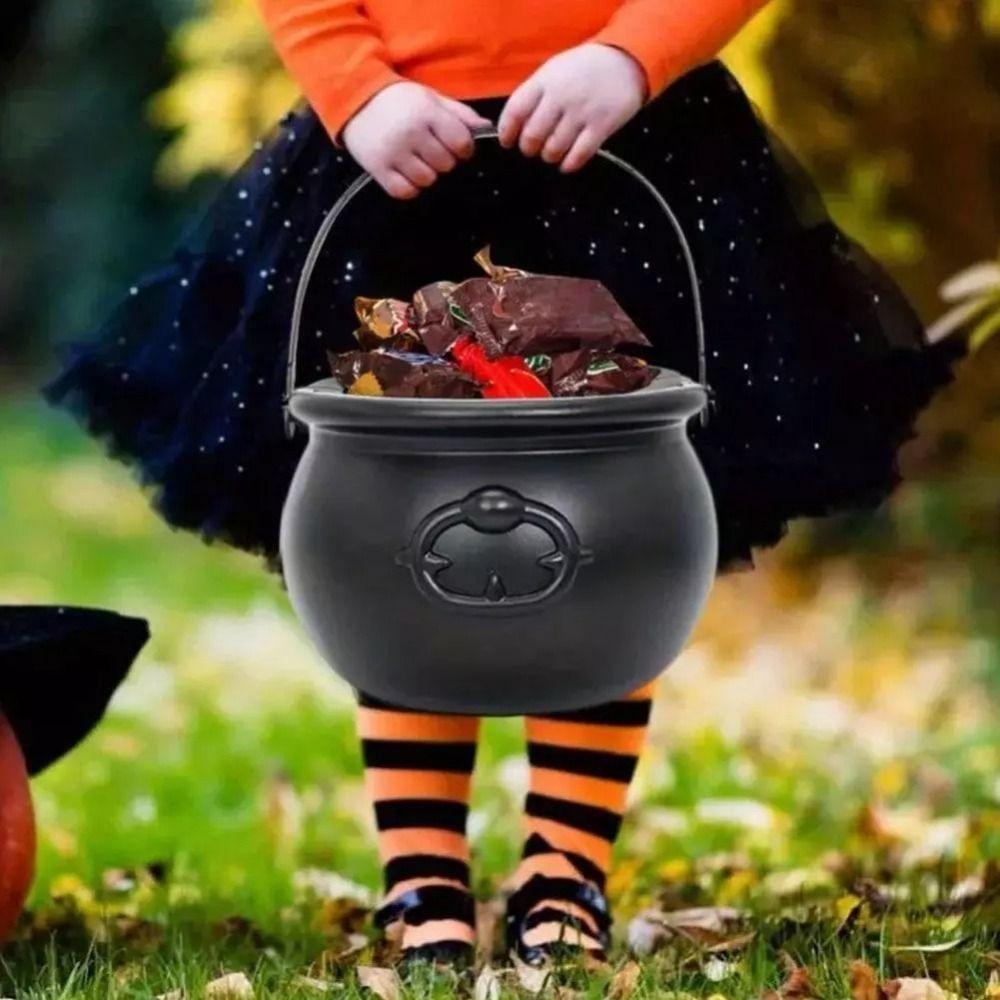 Large Trick-or-Treat Jar Candy Jar Black Halloween Candy Jar New Wizard Witch Cauldron Props