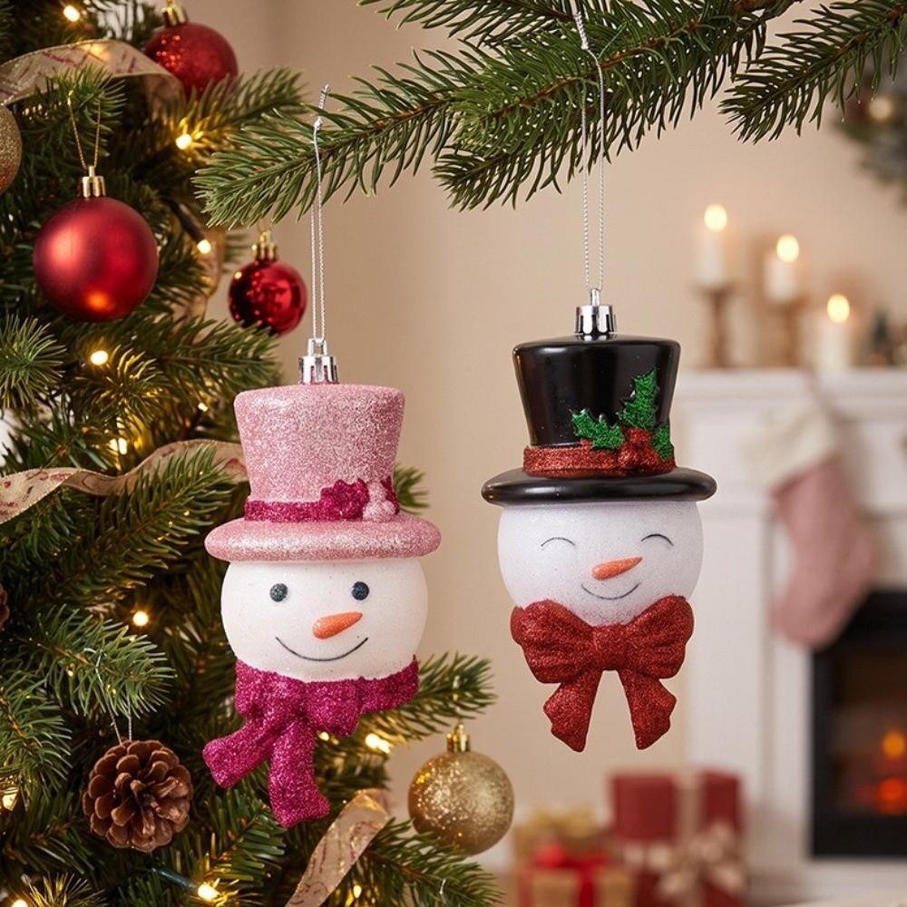 Plastic Christmas Tree Ornament Cartoon Shape Snowman Tree Decoration Home Layout