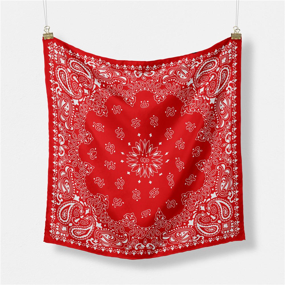 Twill Silk Scarf Woman Cashew Painting Square Scarves Wraps Bandana Small Hijab Silk Foulards Tie Headband Neckerchief 53CM