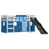 VidaXL Bunk Bed with Slide and Blue Curtains 90x200 Cm, Bed, Bed Frame, Low Bunk Bed, Bedroom Furniture 3284111