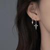 Korean Fashion Cross Asymmetric Stars Ear Buckle Drop Earrings for Women Hyperbole Trendy Hip Hop Cone Geometry Jewelry
