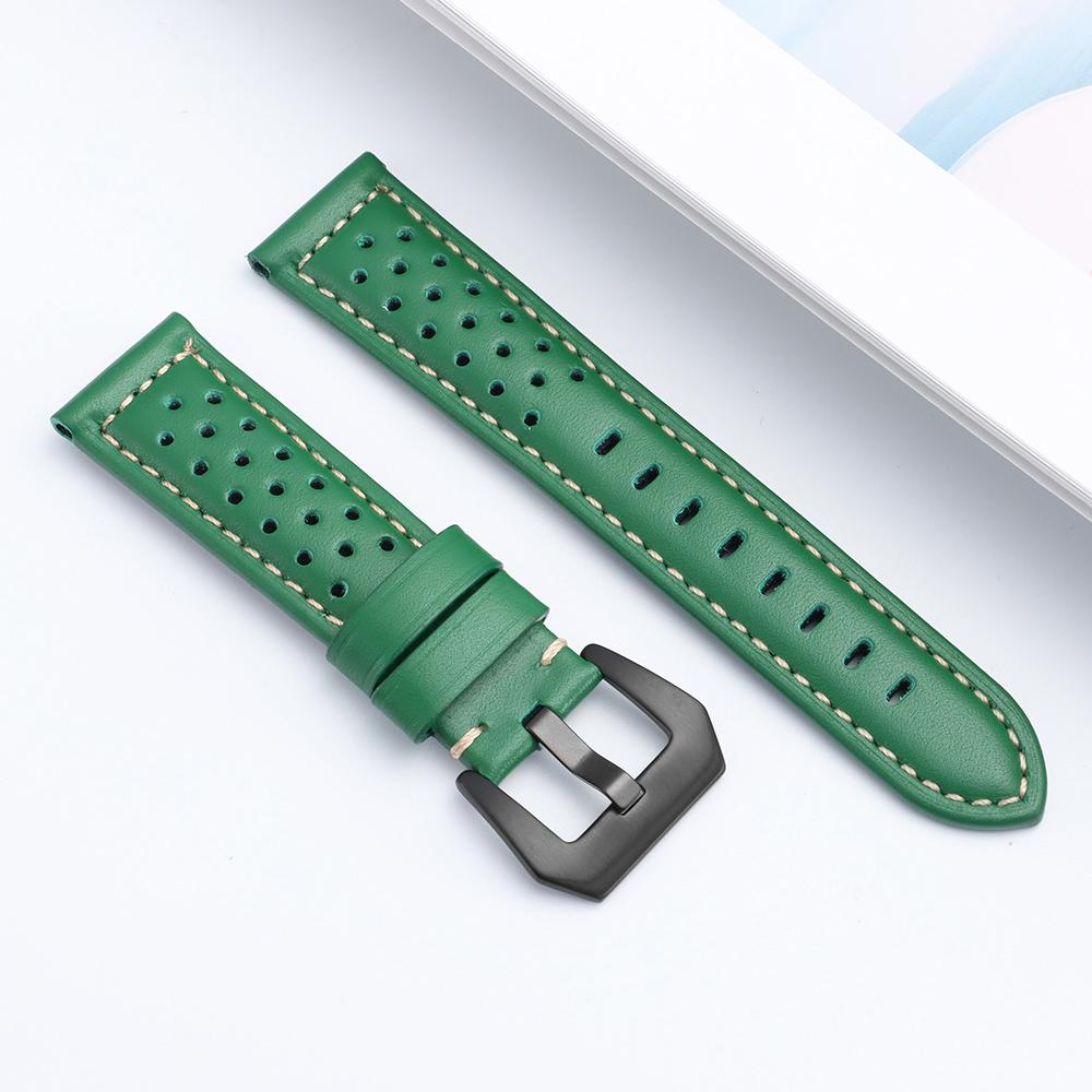 Breathable Porous Leather Strap 18mm 20mm 22mm 24mm 26mm Universal Replace Watch Band for Panerai for Omega Bracelet Accessories