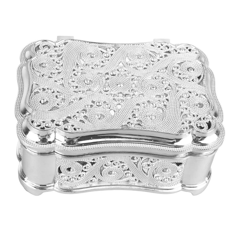 Vintage Small Treasure Chest Alloy Ring Box Holder Decorative Boxes Metal Jewelry Box For Ring