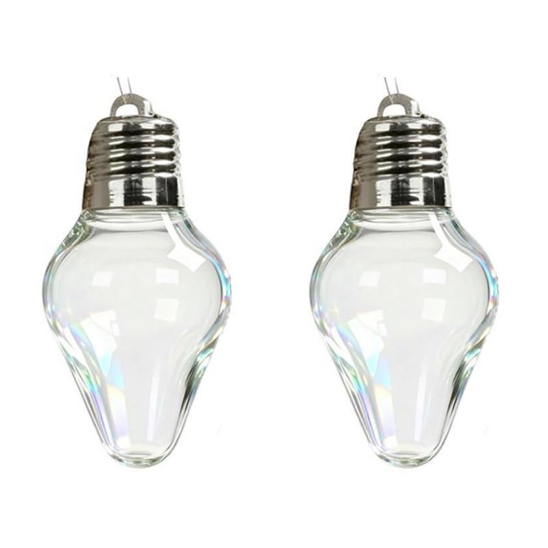 1/2pcs Christmas Bulb Gift Jar  Fillable Xmas Light Bulbs Shape Clear Ornaments  Large Plastic Empty Candy Cards Jars