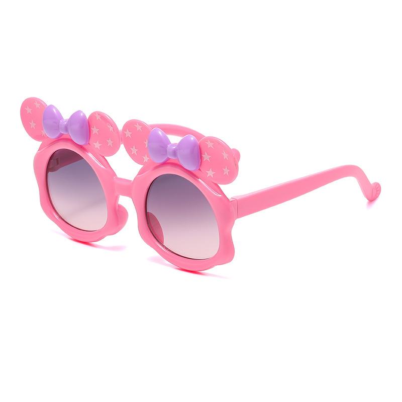 7330 New Cartoon Cute Glasses Double Bow Children'S Sunglasses Boys And Girls Anti-Ultraviolet Sunglasses