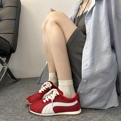 Версия из овчины~ Виноградная мать, та же супер дышащая сетка, немецкая тренировочная контрастная шнуровка, повседневная универсальная уродливая обувь Форреста Гампа w