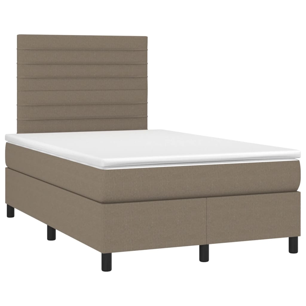 Vidaxl Łóżko Kontynentalne Z Materacem, Taupe, 120X190 Cm, Tkanina