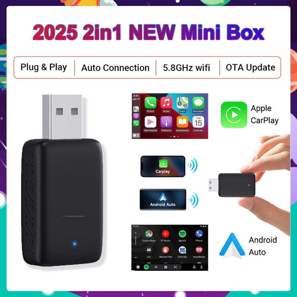 Адаптер CarPlay 2-в-1 Беспроводной и проводной Подключи и играй Apple CarPlay Box Android Auto Экран Быстрое подключение Wi-Fi BT Подключение Обновление по воздуху