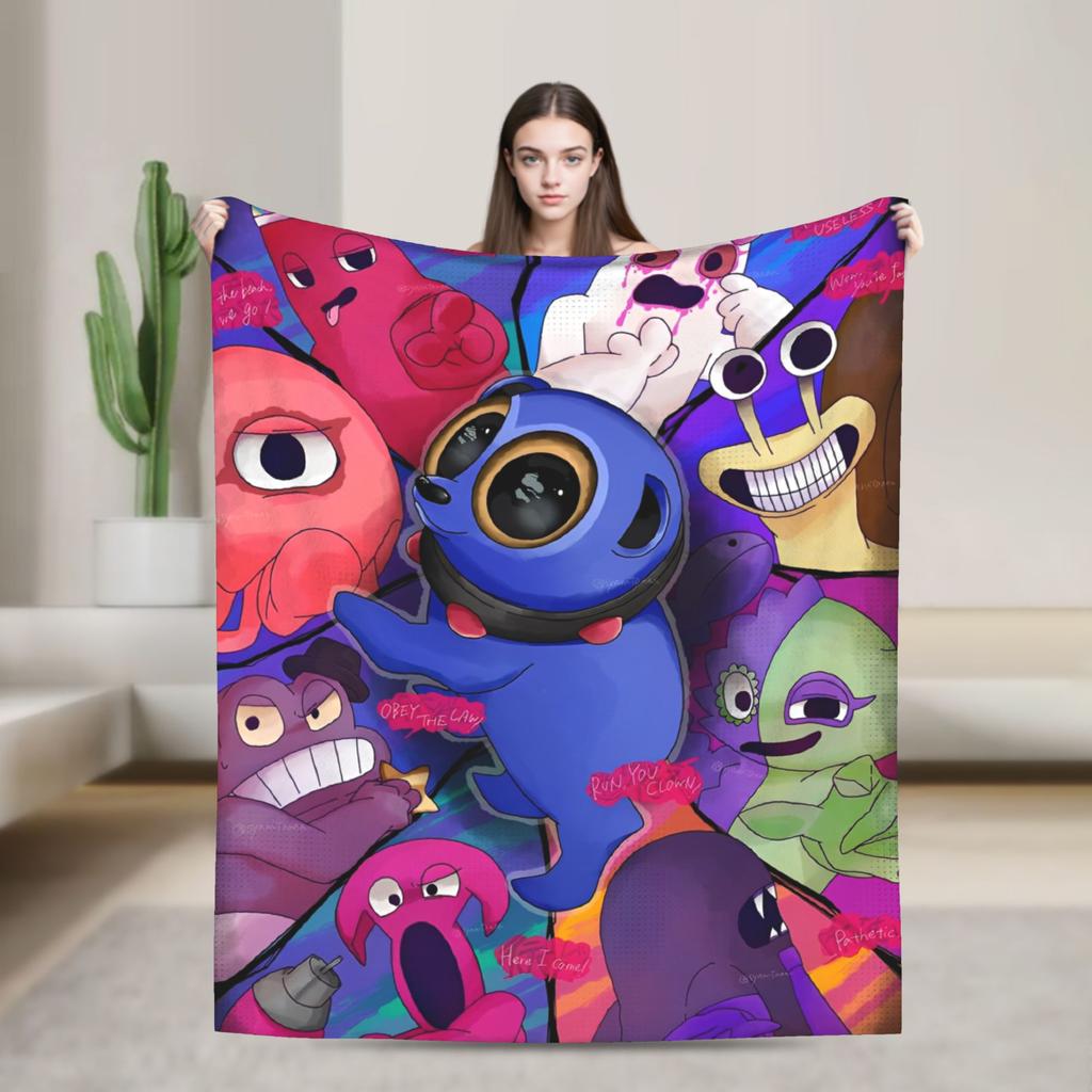 Garten of banban characters Blanket Super Warm Plush Bedding Throws For Couch Chair Airplane Travel Flannel Bedspread Bed Cover