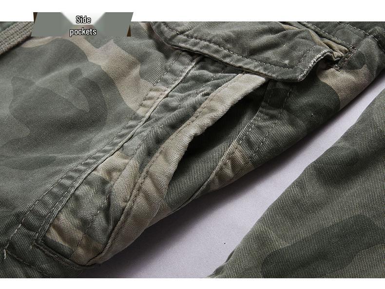 Мужская камуфляжная куртка средней длины с капюшоном в стиле амекадзи с множеством карманов