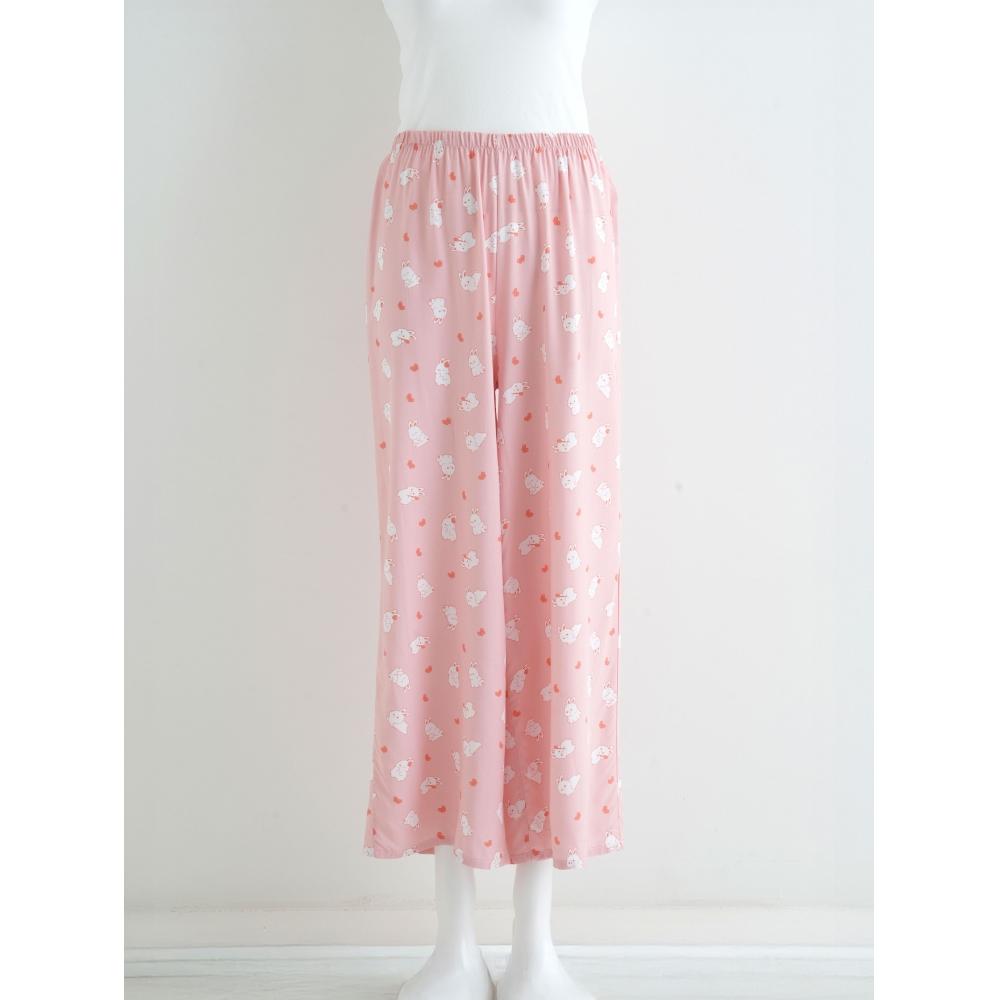 Daiso [женщины] Узорчатые брюки из вискозы 9 частей, кролик