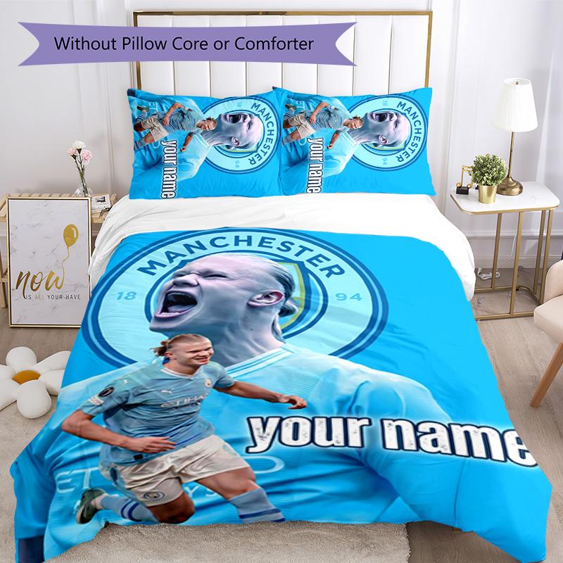 3pcs Custom Name Erling Haaland Bedding Set Duvet Cover Closure Includes 1 Duvet Cover&2 Pillowcases for All Seasons Bedroom Decor