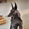 3D-печатная статуэтка Анубиса Настольная скульптура на устойчивом квадратном основании Матовый черный Минималистичный Низкополигональный дизайн для декора дома, офиса, кабинета Подарок