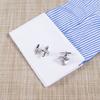 Electroplated Silver Double Snake Staff Reverse Cross Shaped Metal Cufflinks Men's French
