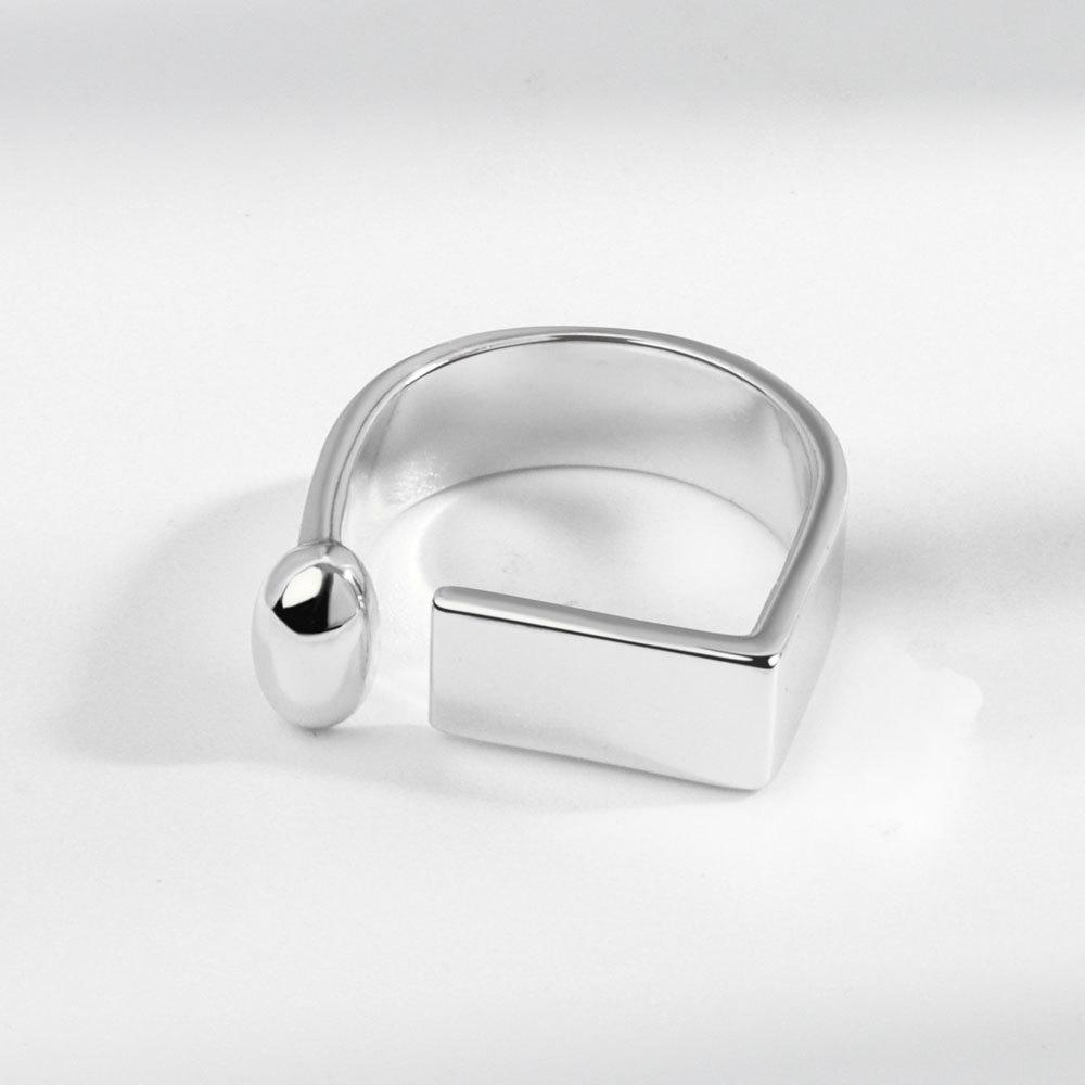 Geometric Glossy Concave Convex Shaped Ring Female Niche Design Personality High Sense Finger Ring Ins Cold Temperament Opening Index Finger Ring