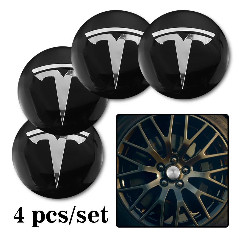 4pcs Car Wheel Center Hub Cap Rim Cover Sticker For Tesla Model 3 Y S Bonina X Coil Roadster 2024 Auto Emblem Badge Accessories