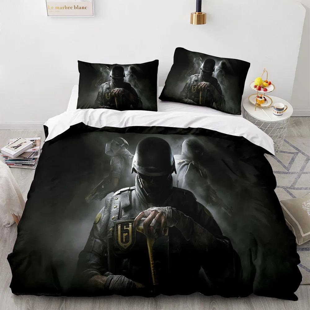 3D Bedding Set Print Tom C-Clancys R-Rainbow Six Siege Game Single/Twin/Full/Queen/King Size Adult Bedroom Duvetcover Sets Anime