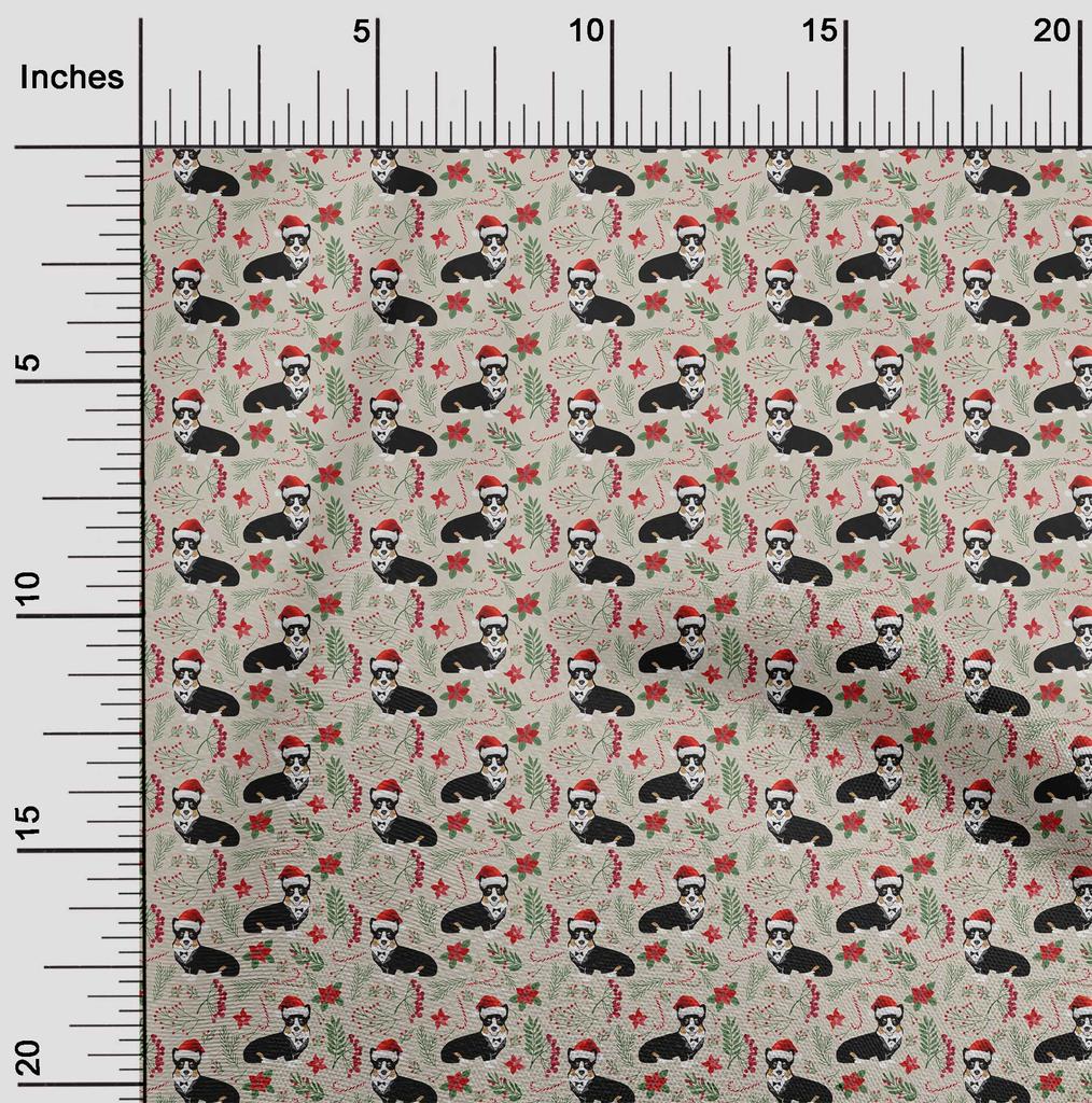 oneOone Ткань Cotton Flex Light Brown Fabric Floral & Puppies Dress Material Fabric Print Fabric By The Yard 40 Inch