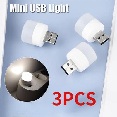 3PCS USB Портативный светодиодный мини-ночник Маленькая круглая лампа USB-светильник ночью Идеально подходит для спальни