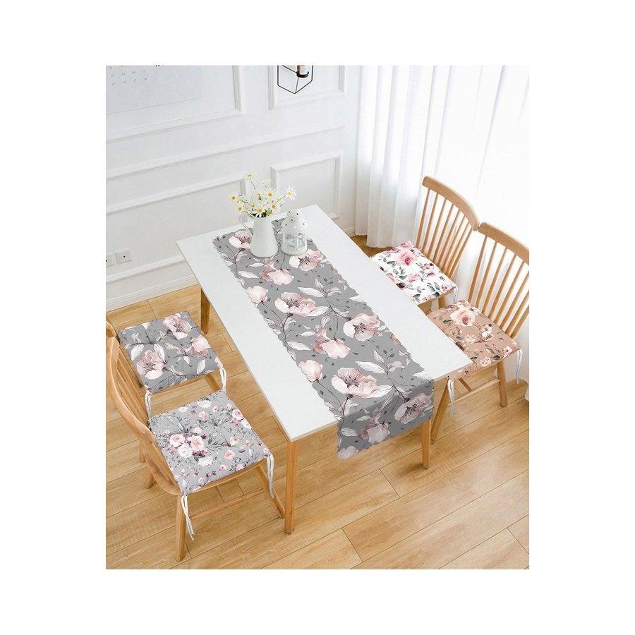 Набор подушек для стула с цифровой печатью Rose Design / 4 квадратных подушки для стула 40 × 40 см и 1 бегун