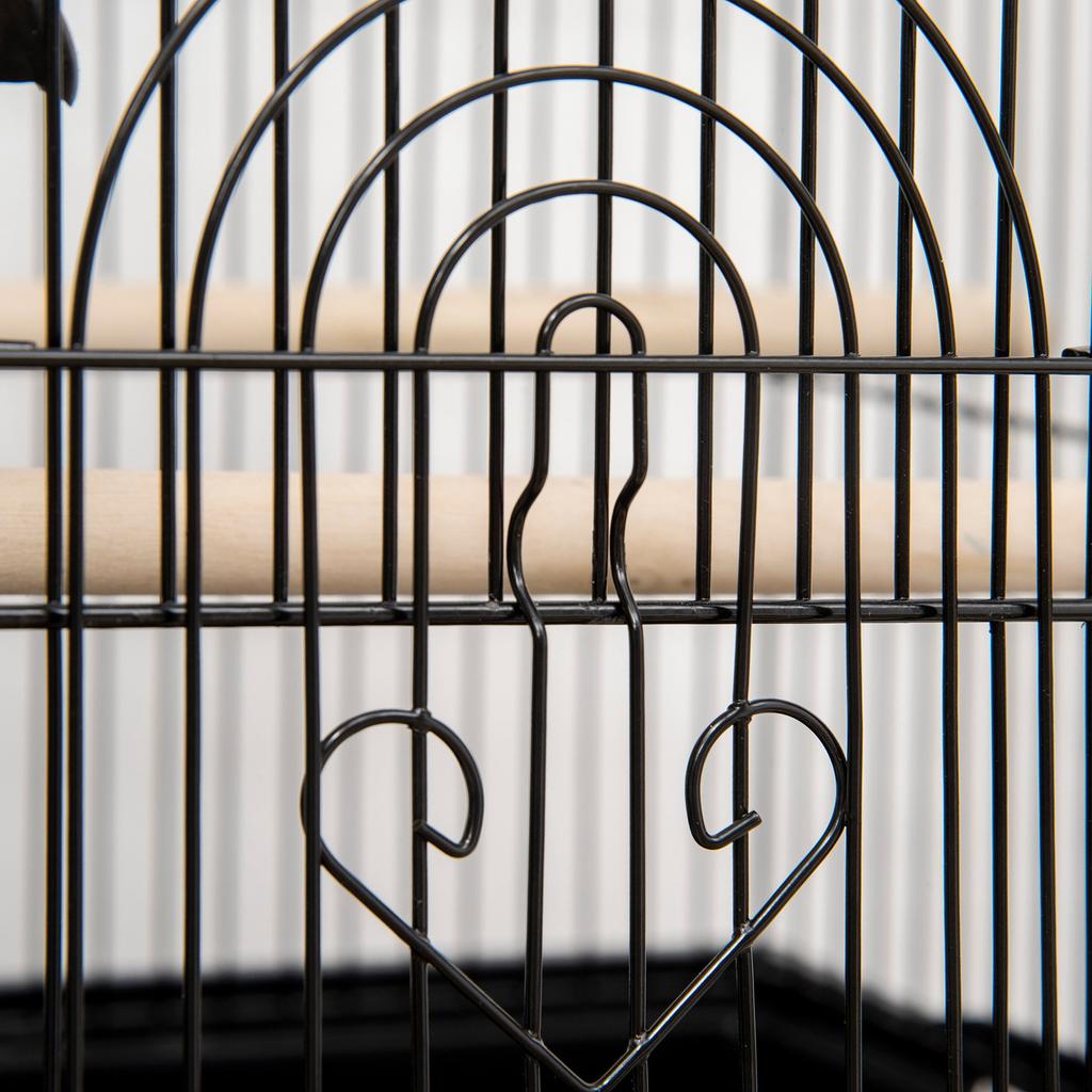 Bird Cage with Carrying Handle and Removable Tray, Metal and Plastic, 50.5x41x63 cm, Black