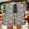 Acrylic Hard Chinese Butterfly Pattern Matte Phone Case for Samsung S25 Ultra S24 Fe S23 S22 A16 A15 A56 A55 A35 Shockproof Clear Soft Edges Case