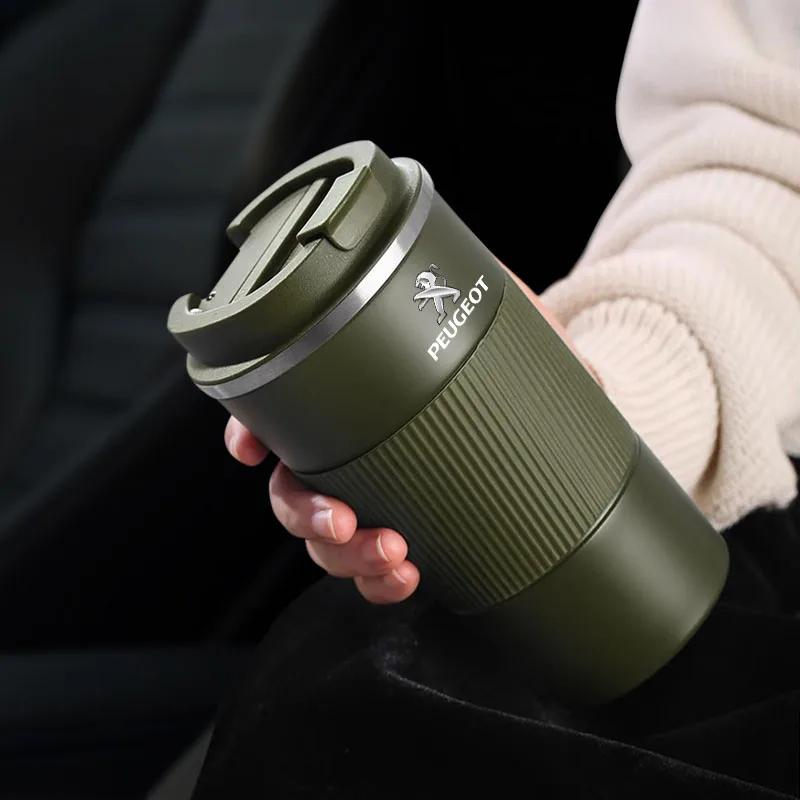 2026 Hot Car Sticker Mug stainless steel coffee cup hot mug Car Vacuum Flask Travel For Peugeot 206 106 205 2008 301 307 308 300