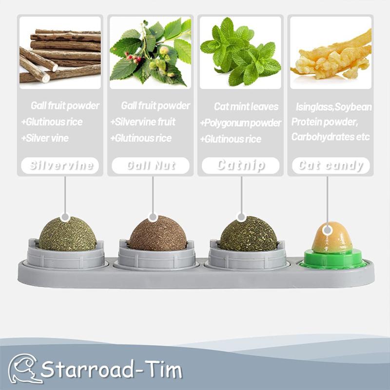 Вращающиеся шарики из кошачьей мяты для кошек с двусторонней наклейкой, натуральная здоровая игрушка из кошачьей мяты, самодовольная игрушка для домашних животных