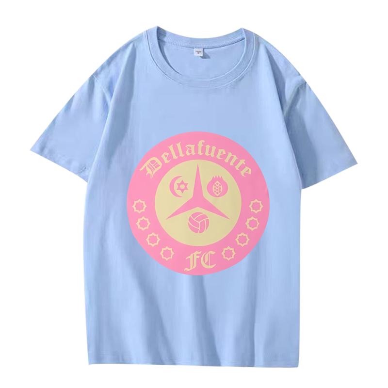 Dellafuente Logo Gold & Pink Graphic T Shirt Unisex ’s Women Oversized 100% Cotton Streetwear Short Sleeve Summer Print Unisex Tops