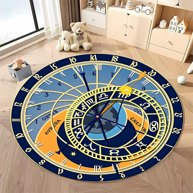 Free shipping! Vintage Zodiac Clock-Inspired Round Carpet for Living Room round carpet for home sofa bedroom, gift