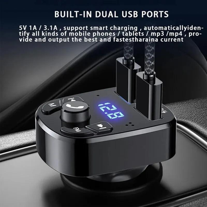 Беспроводной автомобильный комплект Handfree Dual USB Автомобильное зарядное устройство Bluetooth 5,0 FM-передатчик MP3-плеер Модулятор Радио-адаптер Автомобильное зарядное устройство