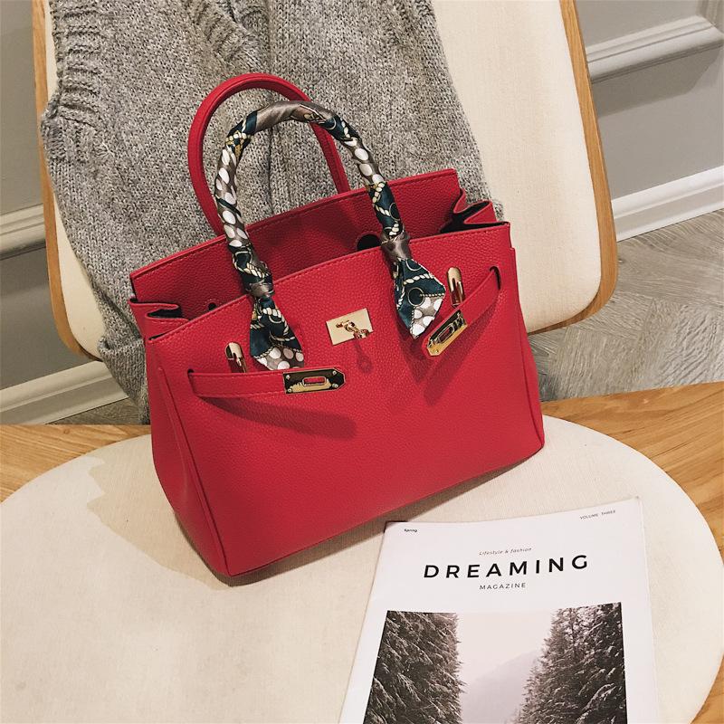Women Bags Fashion Lychee Pattern Platinum Bag Hand Shoulder Diagonal Female Bag