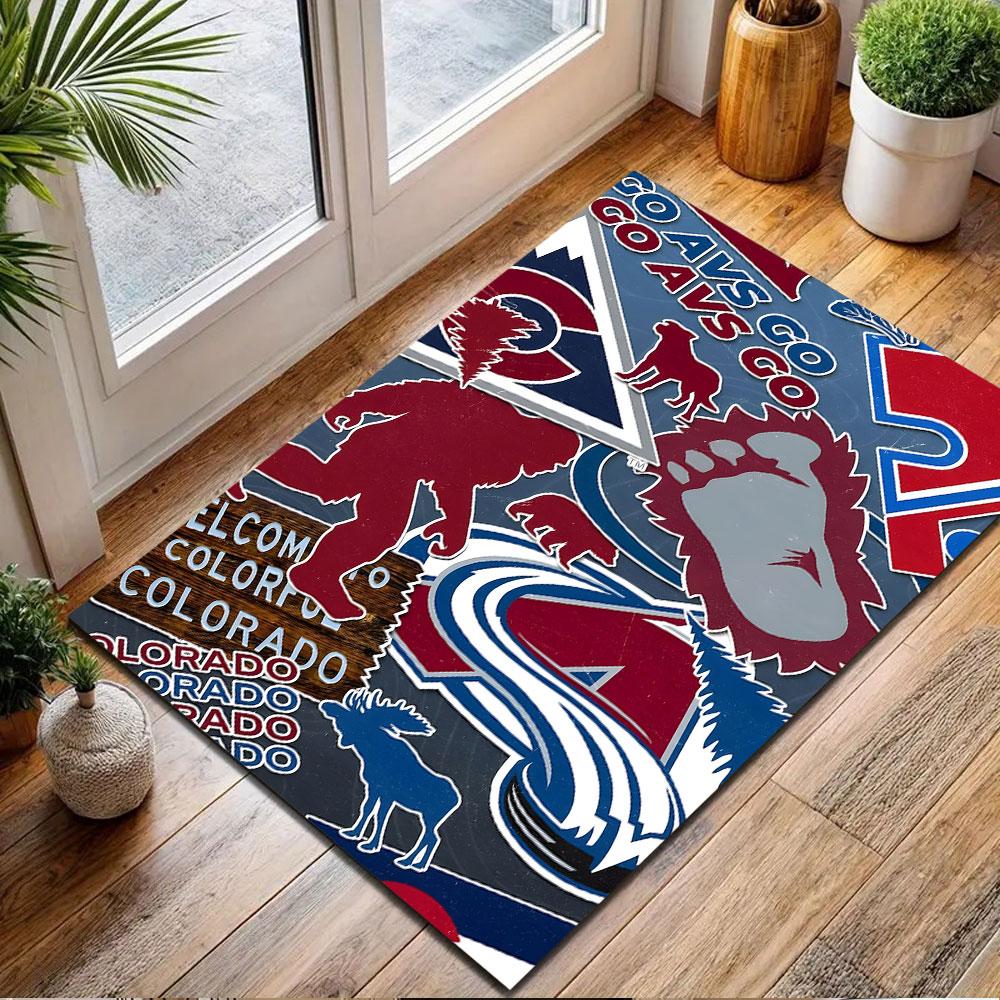 "Colorado Avalanche Inspired Graphic Design" Patterned carpet, non slip mat suitable for living room and bedroom sofas