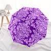 1pc Purple Damask Pattern Automatic Open/close Folding Umbrella, Compact Portable Travel Umbrella,Durable Construction yy250814164