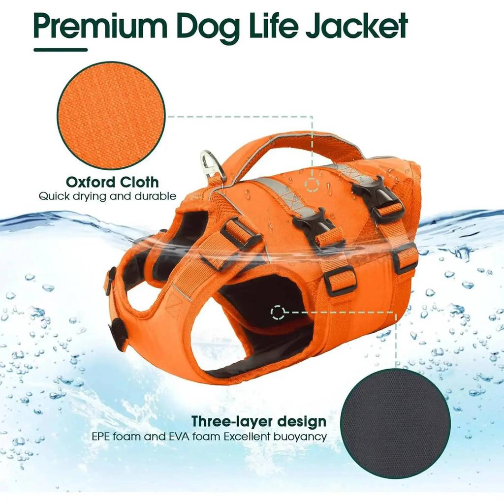 BXX High Buoyancy Dog Life Vest With Rescue Handle Reflective Stripe Pet Swimming Safety Jacket For Dogs Pre-sale