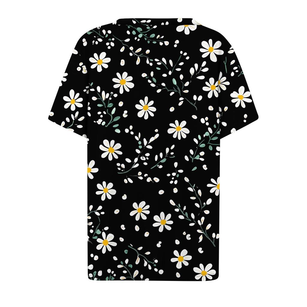 Women's T Shirt Tee Printed Short Sleeve Daily Weekend Fashion Basic V Neck Regular Top