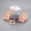 Dollhouse Beach Chair & Sun Umbrella Set: Miniature Furniture for Playhouse