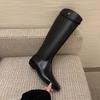 Cowhide Version Leather Flat Boots Fat Mm Thick Leg Boots Women's Knight Boots Tall Boots