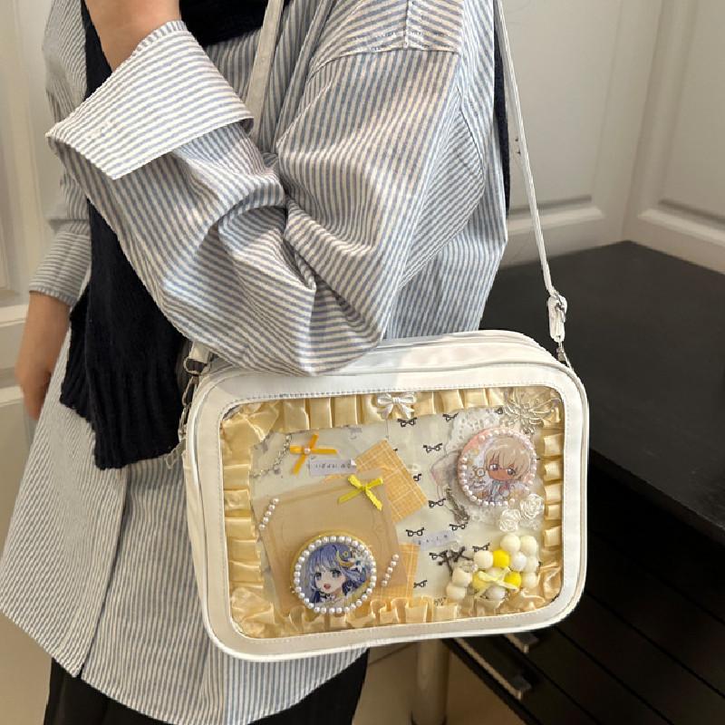 Solid Large Color Capacity Women Shoulder Bag With Compartment Transparent