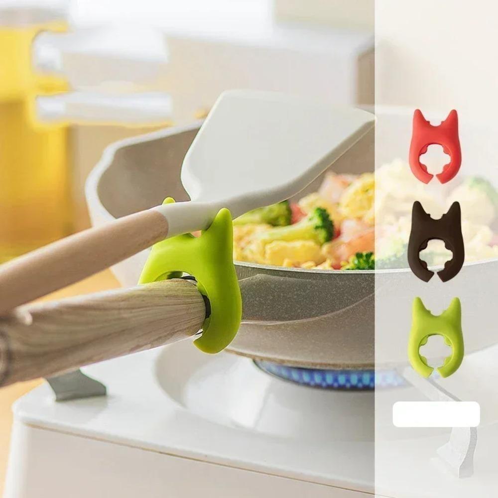 Portable Pot Clips Cartoon Silicone Pot Spoon Rack Side Kitchen Support Clip Holder Anti-scalding Support Rack Kitchen Tools