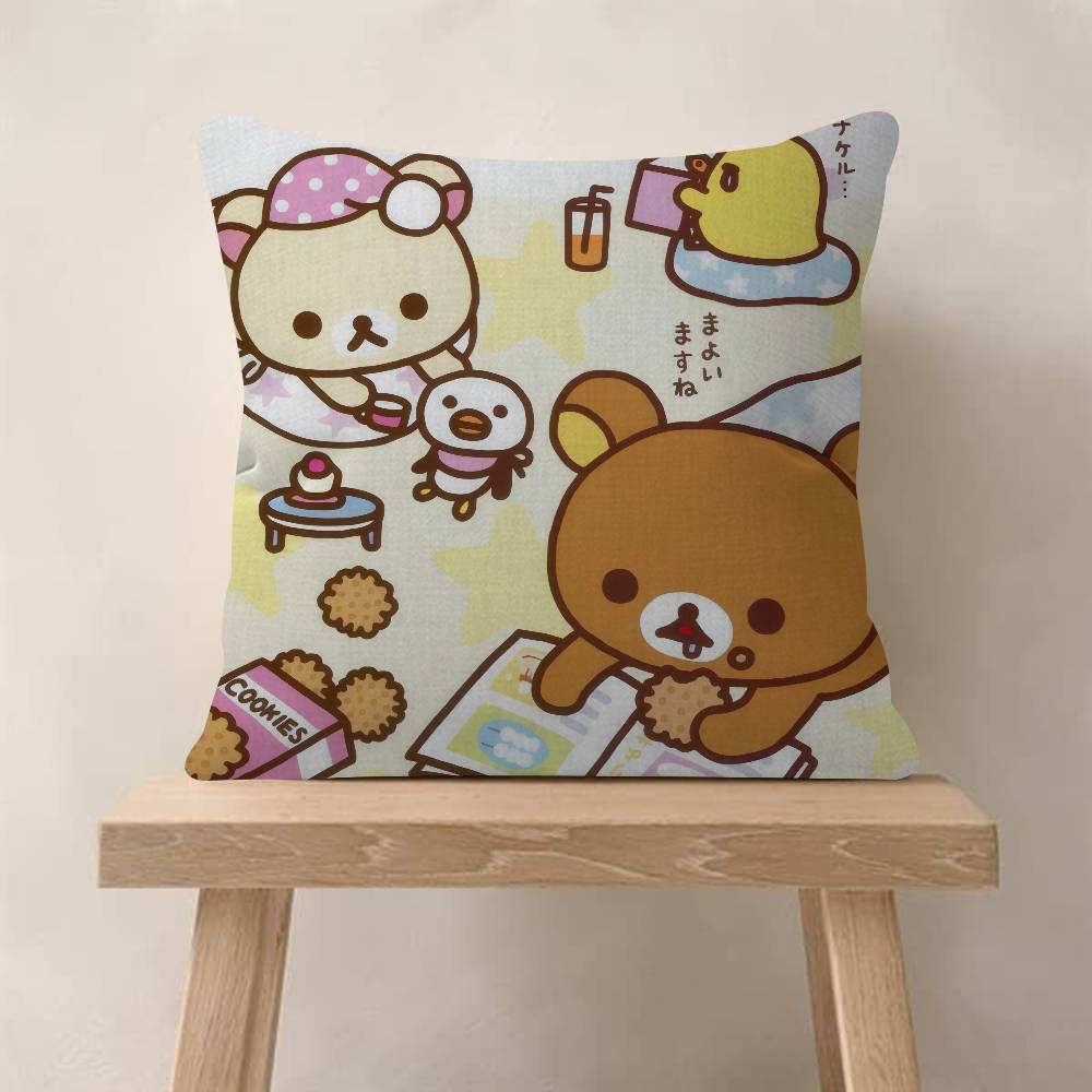 Popular Character Cute R-Rilakkuma Anime Pillow Cover For Bedroom Room And Living Room Sofa Decorative Cushion Cover