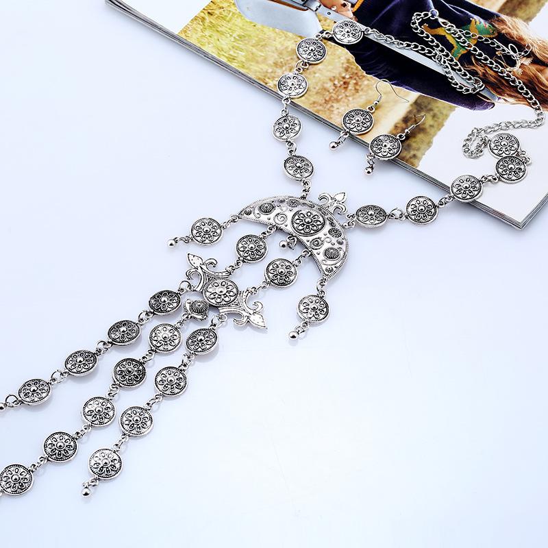 Роскошный темпераментный узор монета с бахромой набор ожерелий