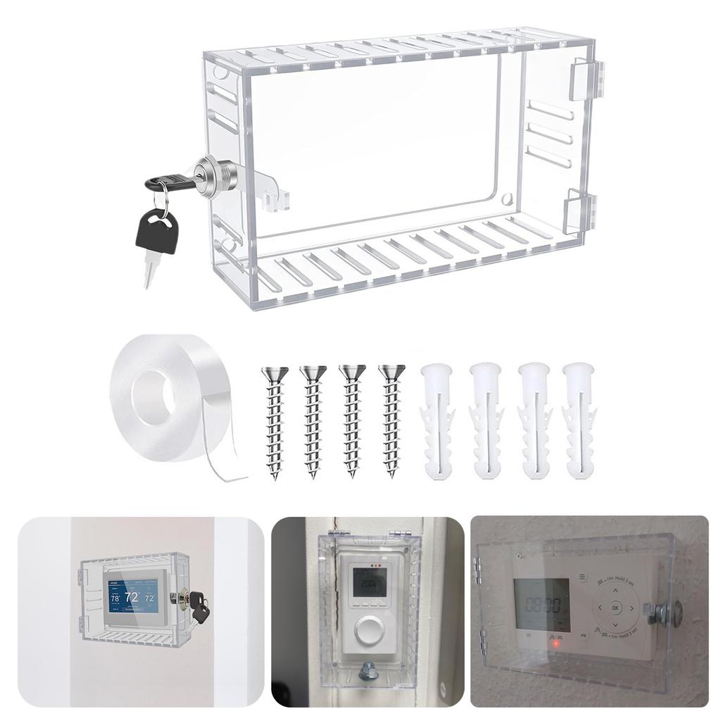Универсальный термостат-бокс с ключом, настенный, прозрачная крышка термостата с замком, защита термостата, защитная крышка
