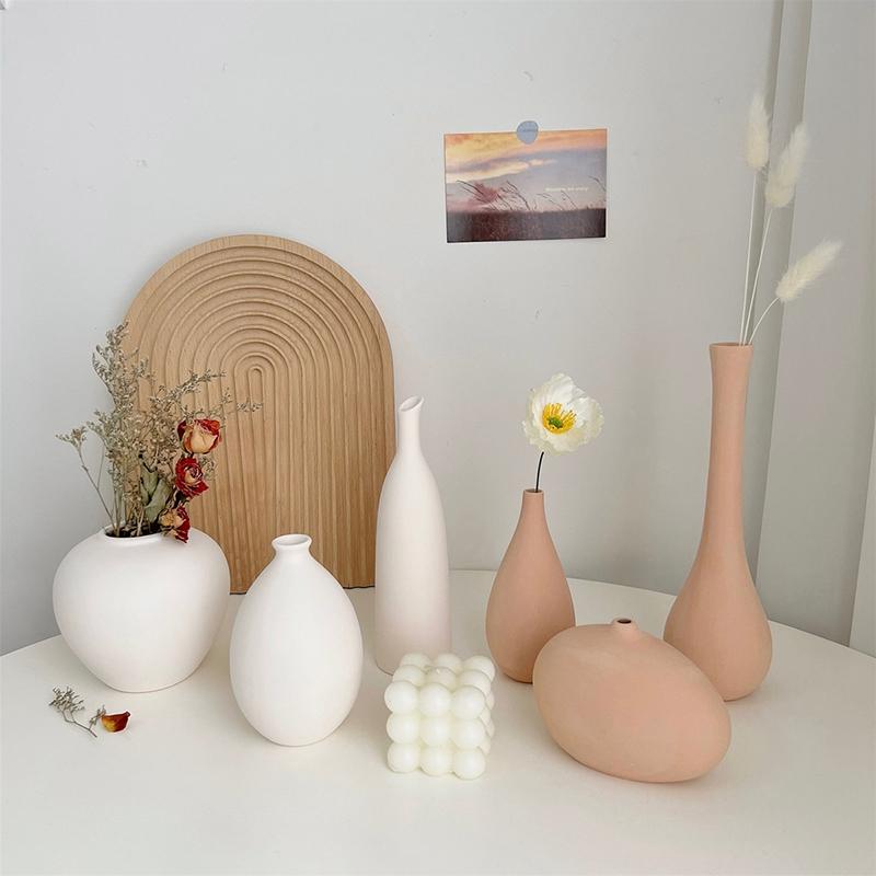 Керамическая ваза в скандинавском стиле, минималистский цветочный горшок, простые вазы для сухих цветов, обеденный стол, спальня, домашний офис, декор, фотореквизит, floreros