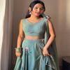 Sage Green Floral Painted Lehenga Choli with Dupatta